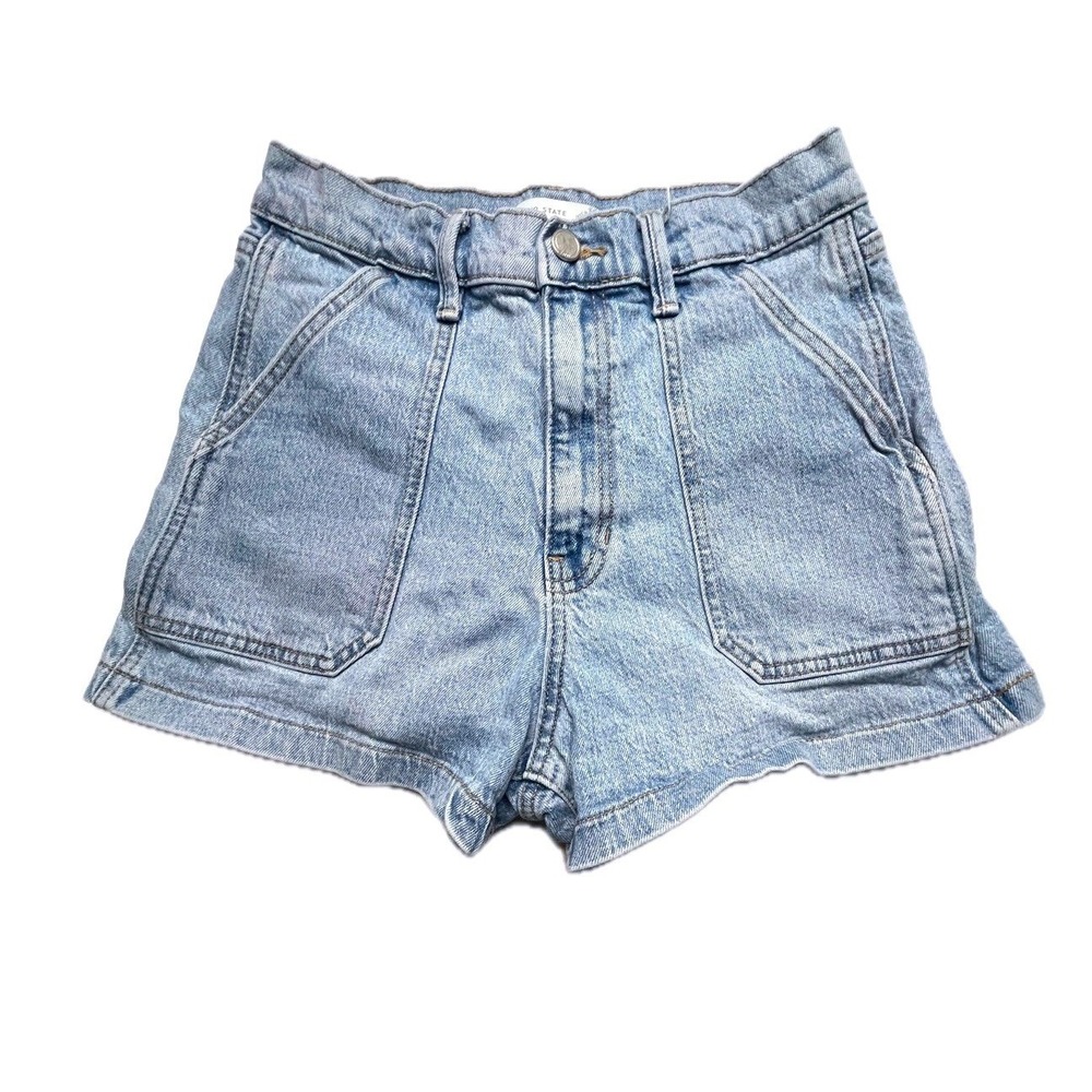 Altar'd State Denim Shorts Womens Medium Light Wash High Rise Patch Pocket DH404